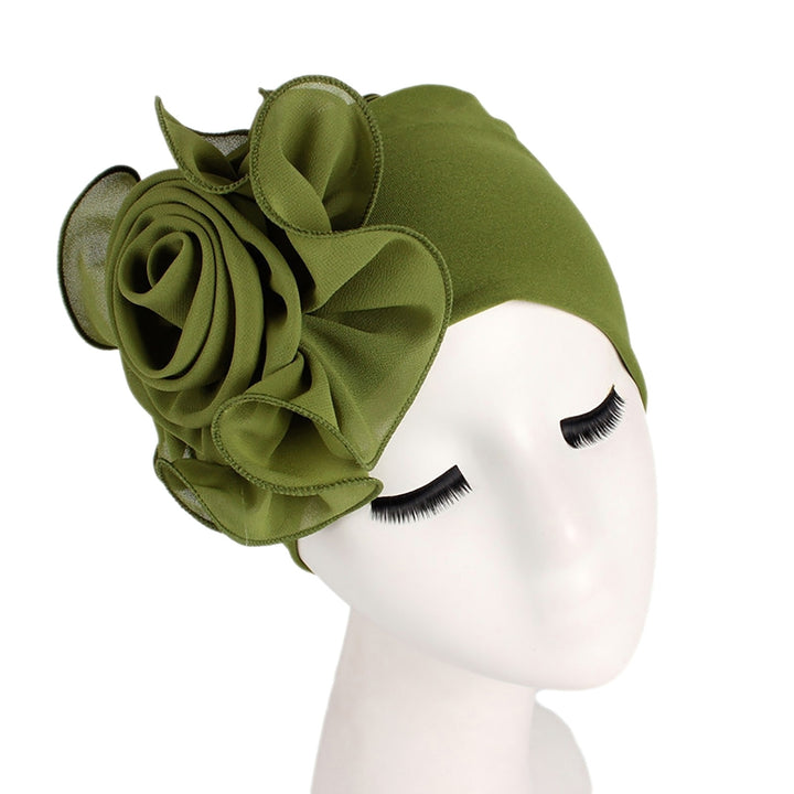 Women Hat Big Flower Multi-purpose Lightweight Breathable Turban Cap for Outdoor Image 11
