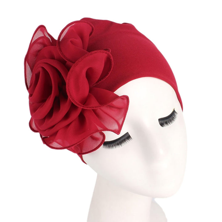 Women Hat Big Flower Multi-purpose Lightweight Breathable Turban Cap for Outdoor Image 1