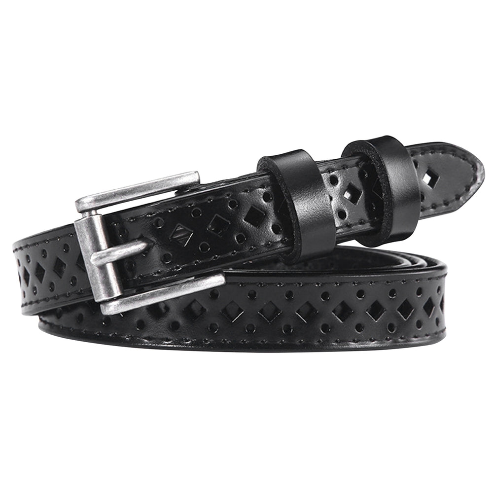 Waist Belt Alloy Buckle Faux Leather Multi Holes Hollow Out Waist Strap for Daily Wear Image 2