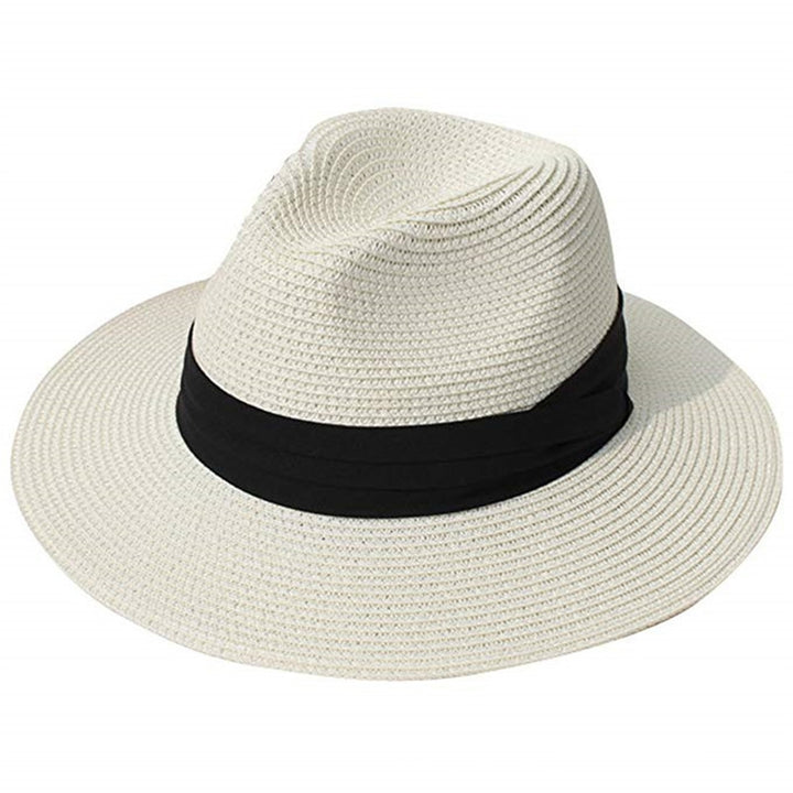 Ladies Hat Wide Brim Sun Protection Wide Applications Simple Pure Color Straw Hat for Beach Image 9