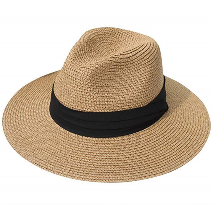 Ladies Hat Wide Brim Sun Protection Wide Applications Simple Pure Color Straw Hat for Beach Image 11