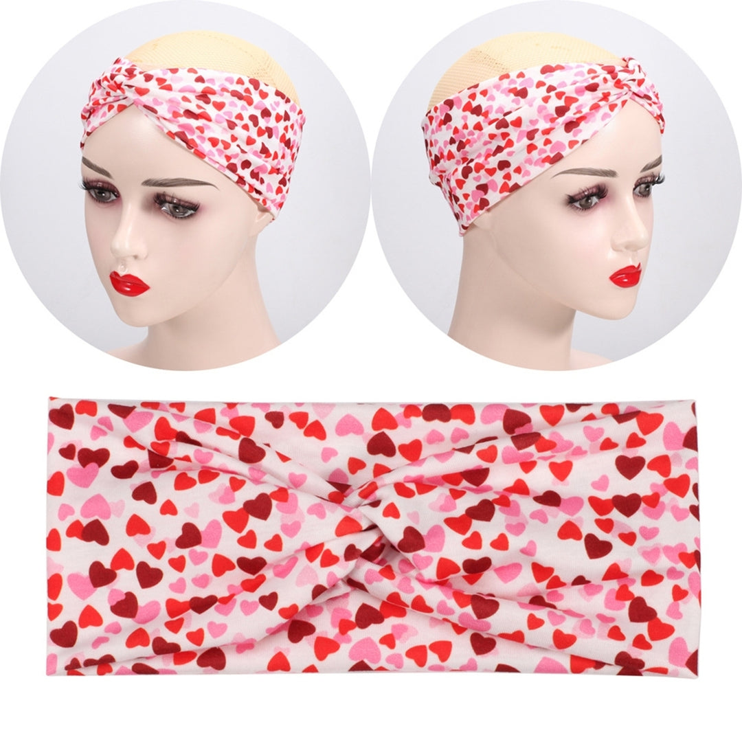 Heart Print Good Stretchy Makeup Headband Skin-touch Fashion Cross Sport Head Wrap Hair Accessories Image 1