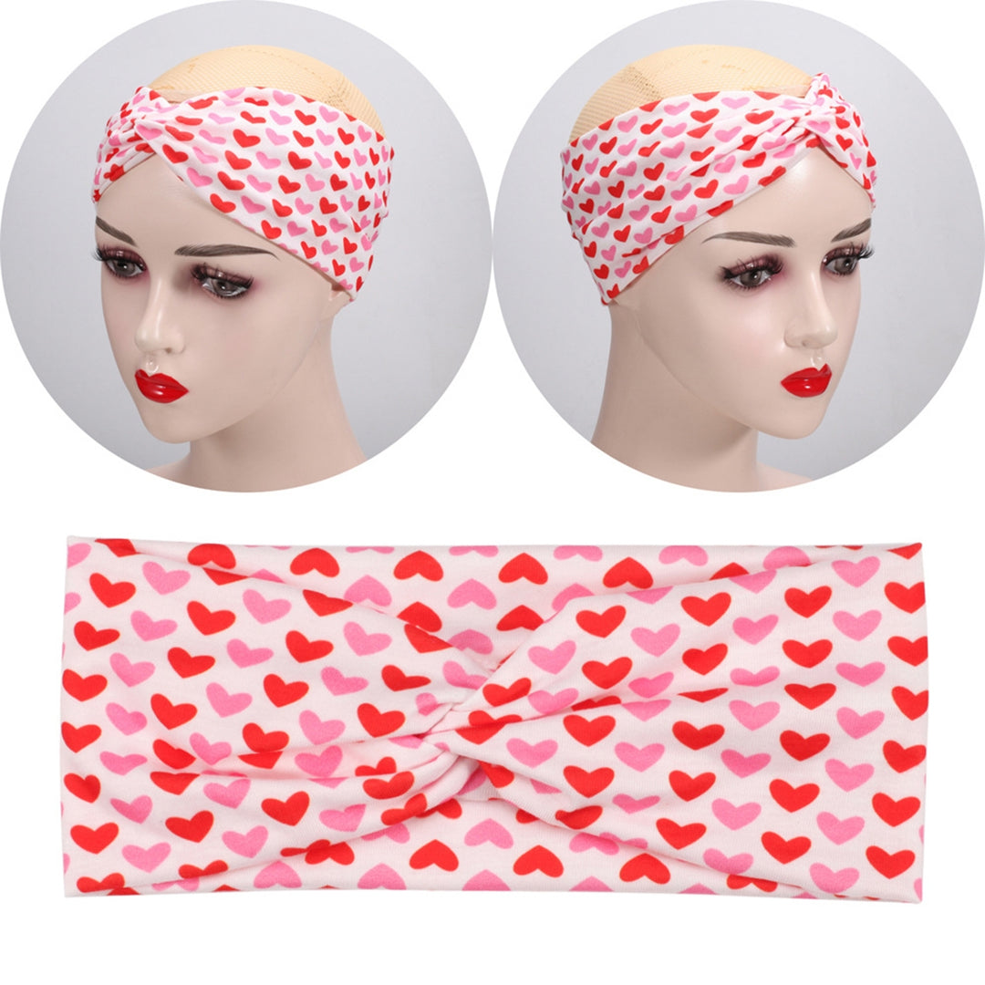 Heart Print Good Stretchy Makeup Headband Skin-touch Fashion Cross Sport Head Wrap Hair Accessories Image 8
