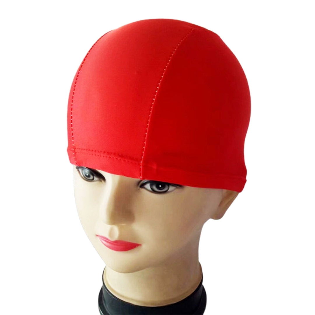 Swimming Hat Unisex Solid Color Stretchy Ear Protection Bathing Caps for Swimming Pool Image 3