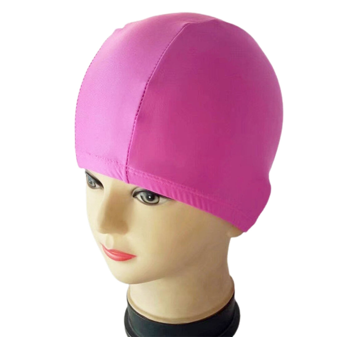 Swimming Hat Unisex Solid Color Stretchy Ear Protection Bathing Caps for Swimming Pool Image 4