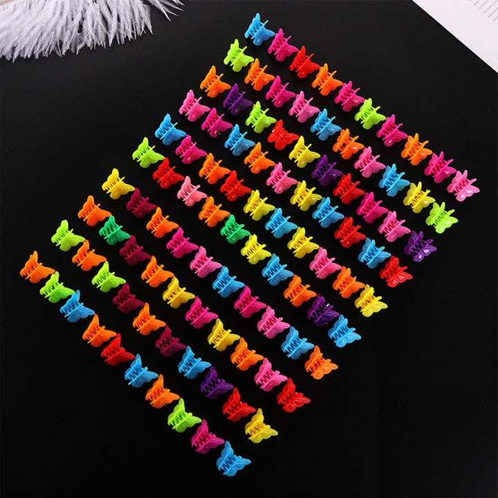 30 Pcs/Set Children Hairpins Solid Color Butterfly Shape Small Plastic Kids Hair Clips for Gift Image 4