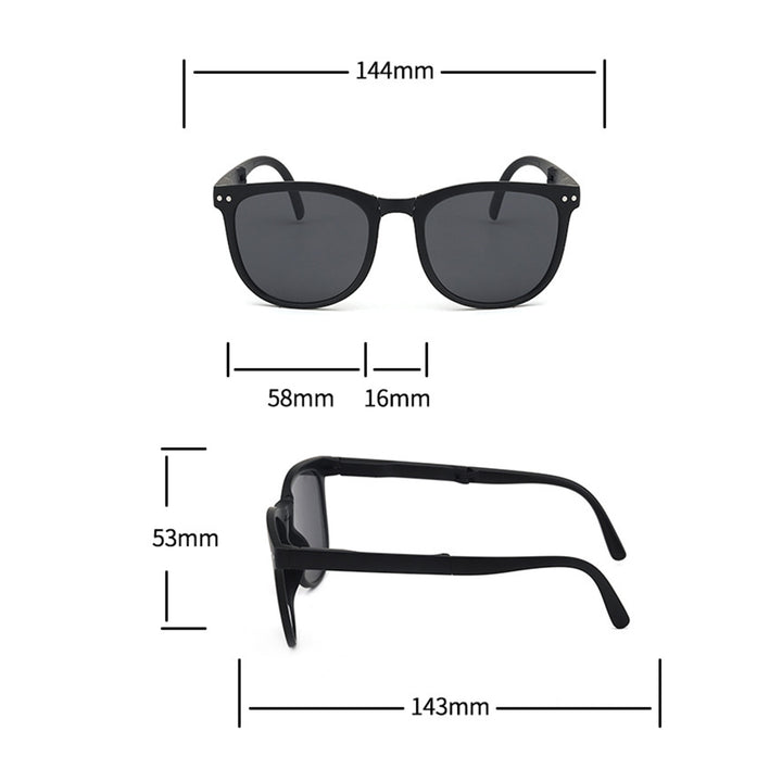 1 Set Folding Sunglasses Solid Construction UV Resistant PC Fashionable Small Frame Sunglasses with Storage Case Set for Image 12