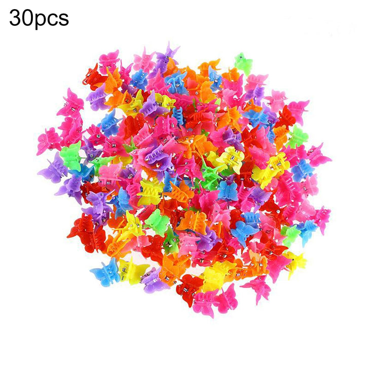 30 Pcs/Set Children Hairpins Solid Color Butterfly Shape Small Plastic Kids Hair Clips for Gift Image 11