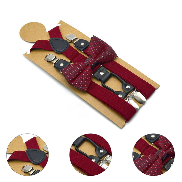 1 Set Adult Suspender Set Y-shaped Non-slip Solid Color Suspender Bow Tie for Wedding Image 3