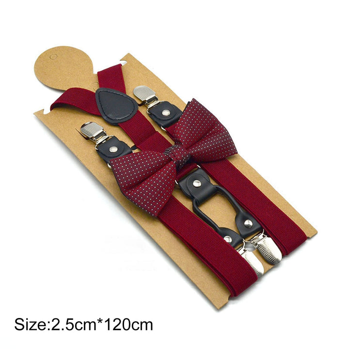 1 Set Adult Suspender Set Y-shaped Non-slip Solid Color Suspender Bow Tie for Wedding Image 6