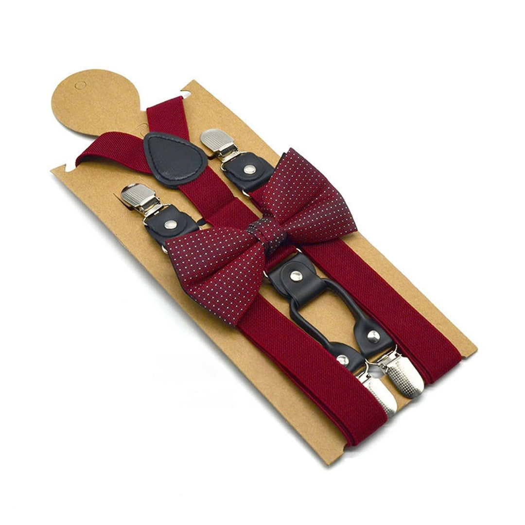1 Set Adult Suspender Set Y-shaped Non-slip Solid Color Suspender Bow Tie for Wedding Image 11