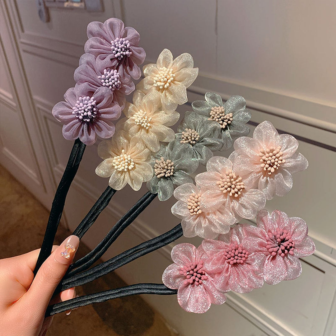 Convenient Simple All-match Meatball Head Hairpin Lady Elegant Chiffon Flowers Bun Hairband Hair Accessories Image 7