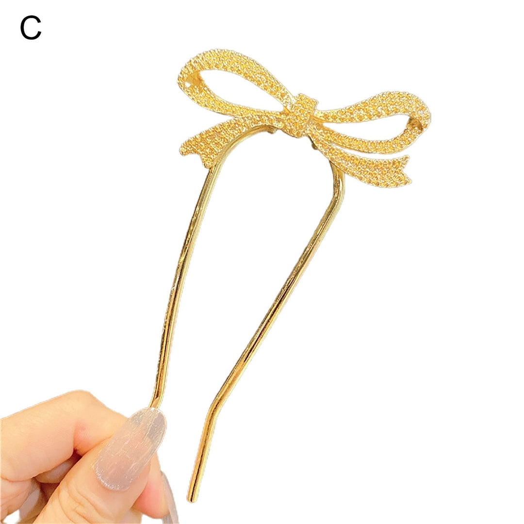 U-shaped Tassel Faux Pearls Hair Fork Gift Women Elegant Bowknot Rhinestone Hair Stick Hair Accessories Image 4
