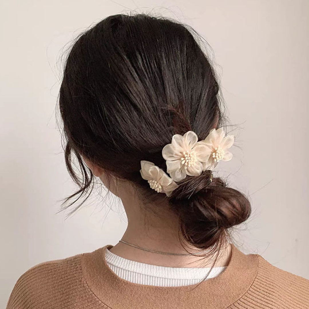 Convenient Simple All-match Meatball Head Hairpin Lady Elegant Chiffon Flowers Bun Hairband Hair Accessories Image 8