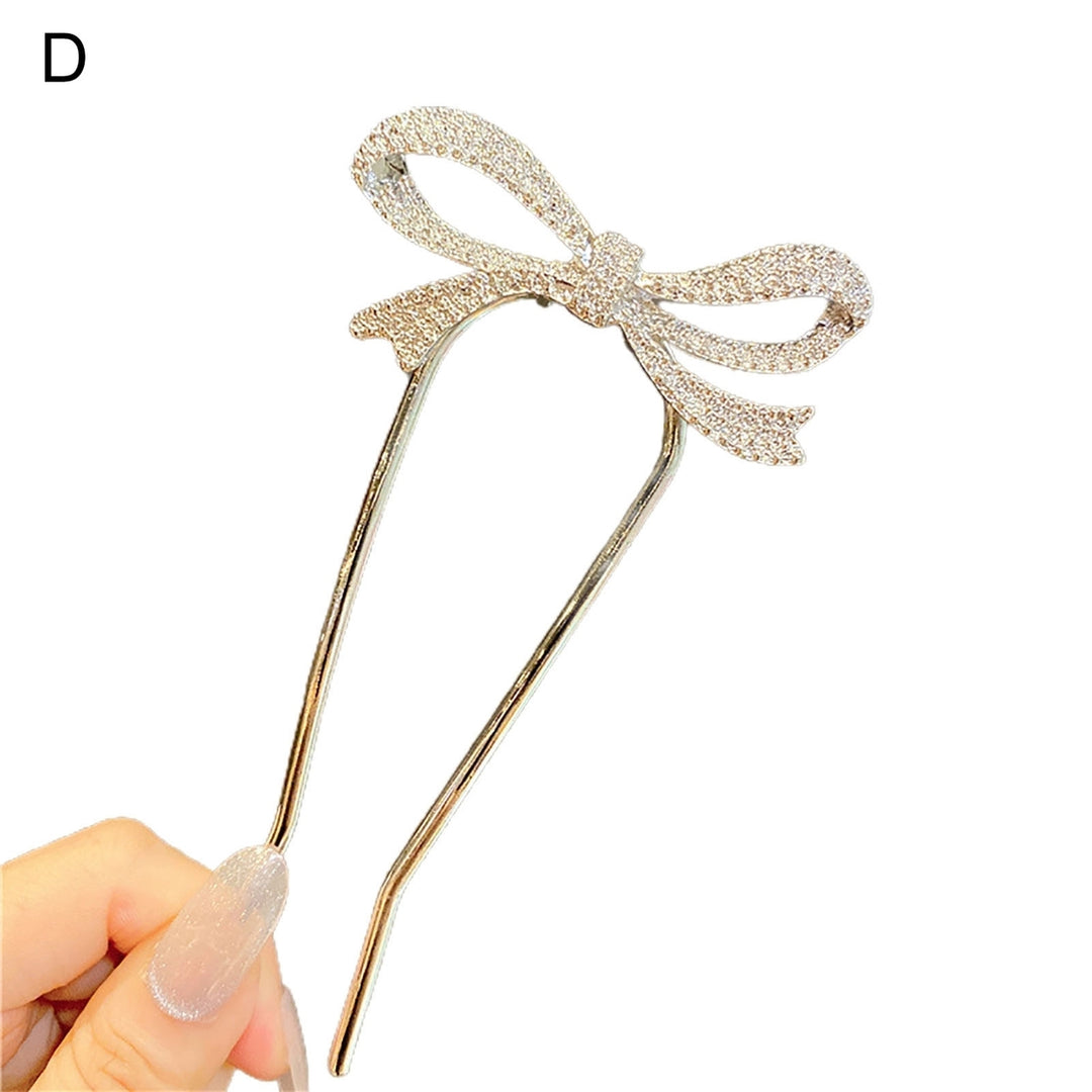 U-shaped Tassel Faux Pearls Hair Fork Gift Women Elegant Bowknot Rhinestone Hair Stick Hair Accessories Image 4