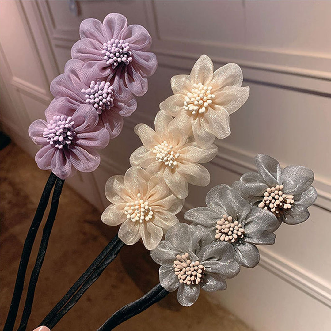 Convenient Simple All-match Meatball Head Hairpin Lady Elegant Chiffon Flowers Bun Hairband Hair Accessories Image 10