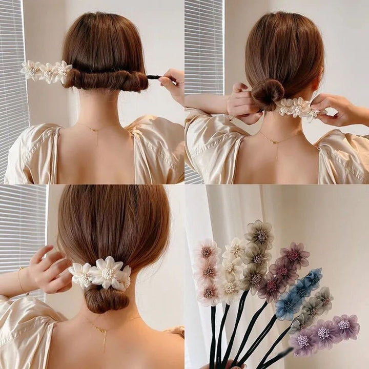Convenient Simple All-match Meatball Head Hairpin Lady Elegant Chiffon Flowers Bun Hairband Hair Accessories Image 12