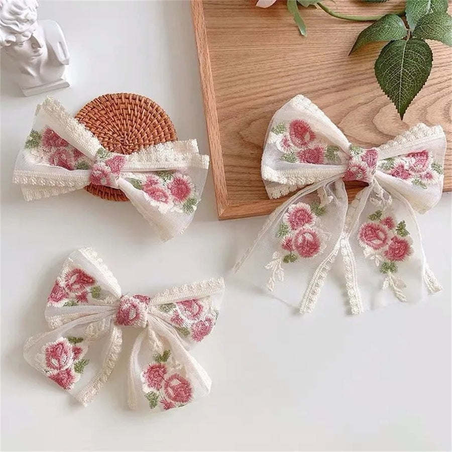 Hair Clip Exquisite Shape Wear-Resistant Lace Bow-knot Hair Pin Women Headdress for Girl Image 1