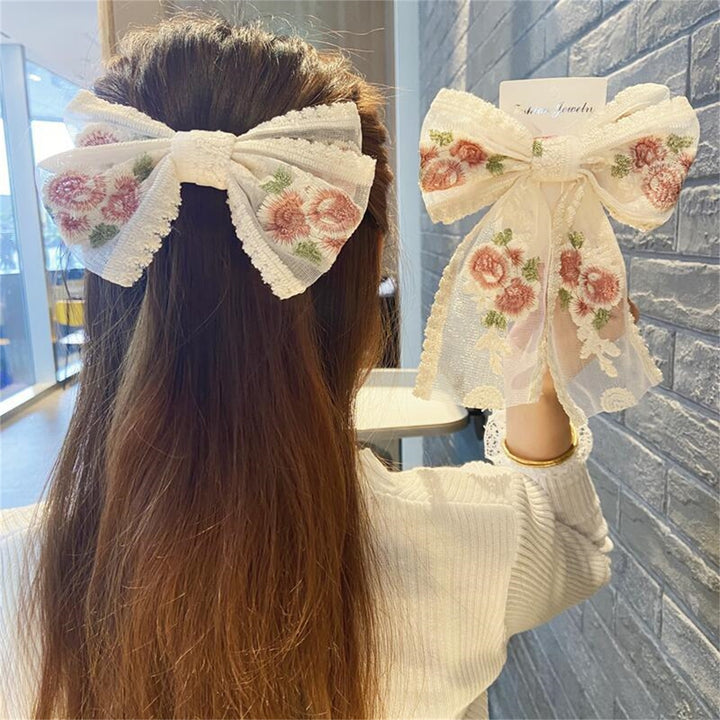 Hair Clip Exquisite Shape Wear-Resistant Lace Bow-knot Hair Pin Women Headdress for Girl Image 4