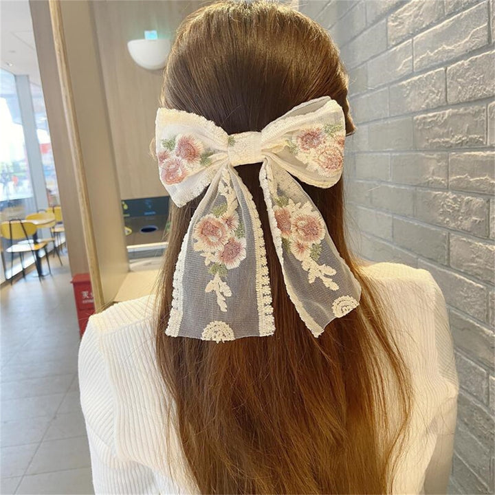 Hair Clip Exquisite Shape Wear-Resistant Lace Bow-knot Hair Pin Women Headdress for Girl Image 7