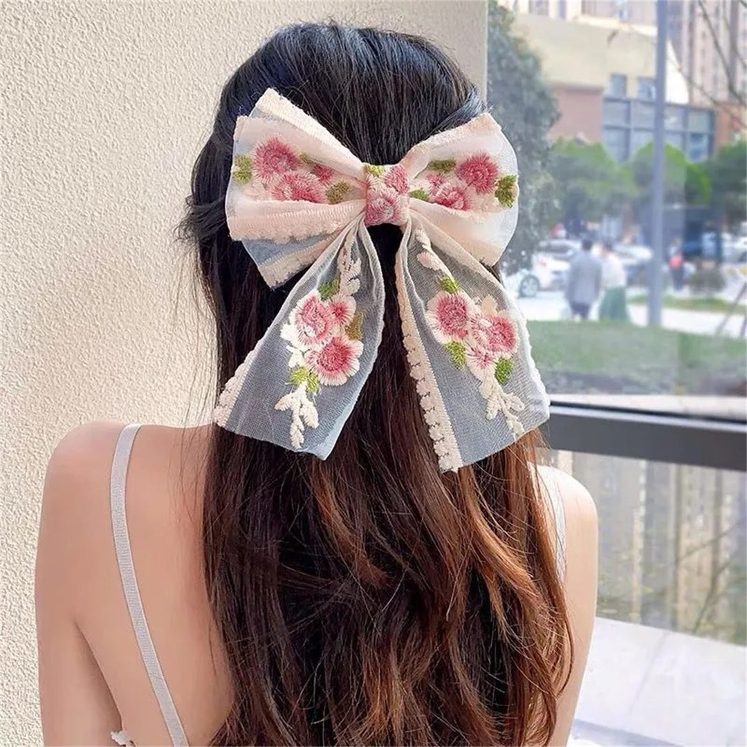 Hair Clip Exquisite Shape Wear-Resistant Lace Bow-knot Hair Pin Women Headdress for Girl Image 10