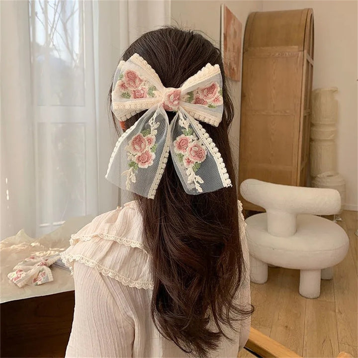 Hair Clip Exquisite Shape Wear-Resistant Lace Bow-knot Hair Pin Women Headdress for Girl Image 11