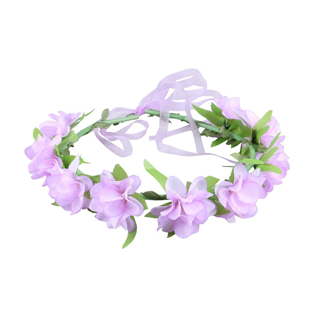 Bridal Wreath Realistic Looking Highly Simulated Fabric Bridal Hair Garland Headpiece Headwear Decor for Girl Image 4