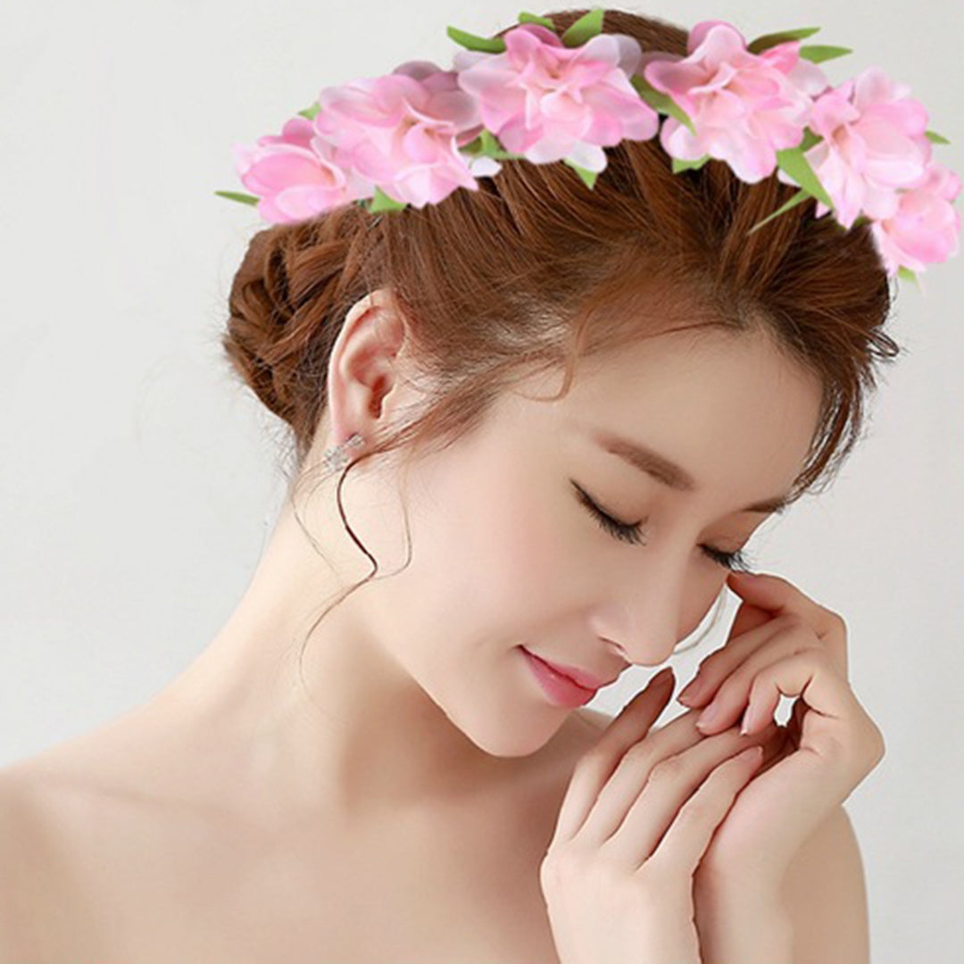 Bridal Wreath Realistic Looking Highly Simulated Fabric Bridal Hair Garland Headpiece Headwear Decor for Girl Image 9