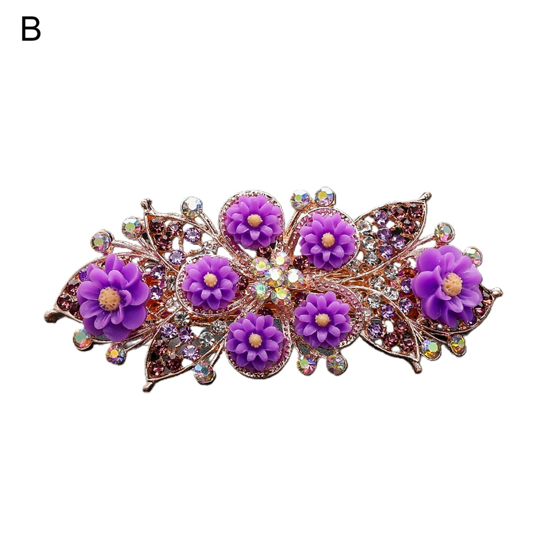 Shiny Rhinestone Faux Pearls Decor Hair Barrette Colorful Flower Shape Girls Hair Clip DIY Styling Accessories Image 3