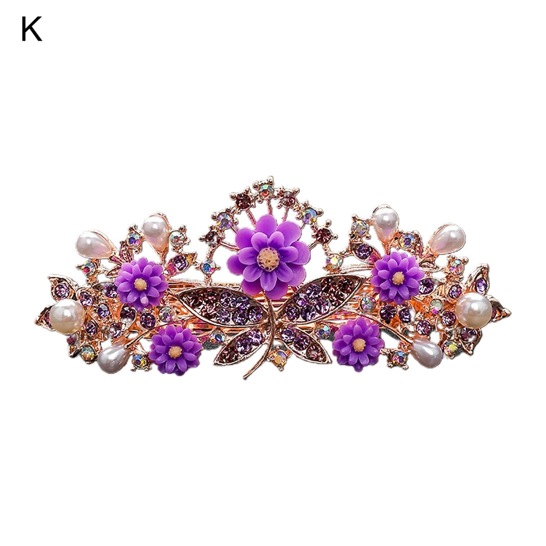 Shiny Rhinestone Faux Pearls Decor Hair Barrette Colorful Flower Shape Girls Hair Clip DIY Styling Accessories Image 8