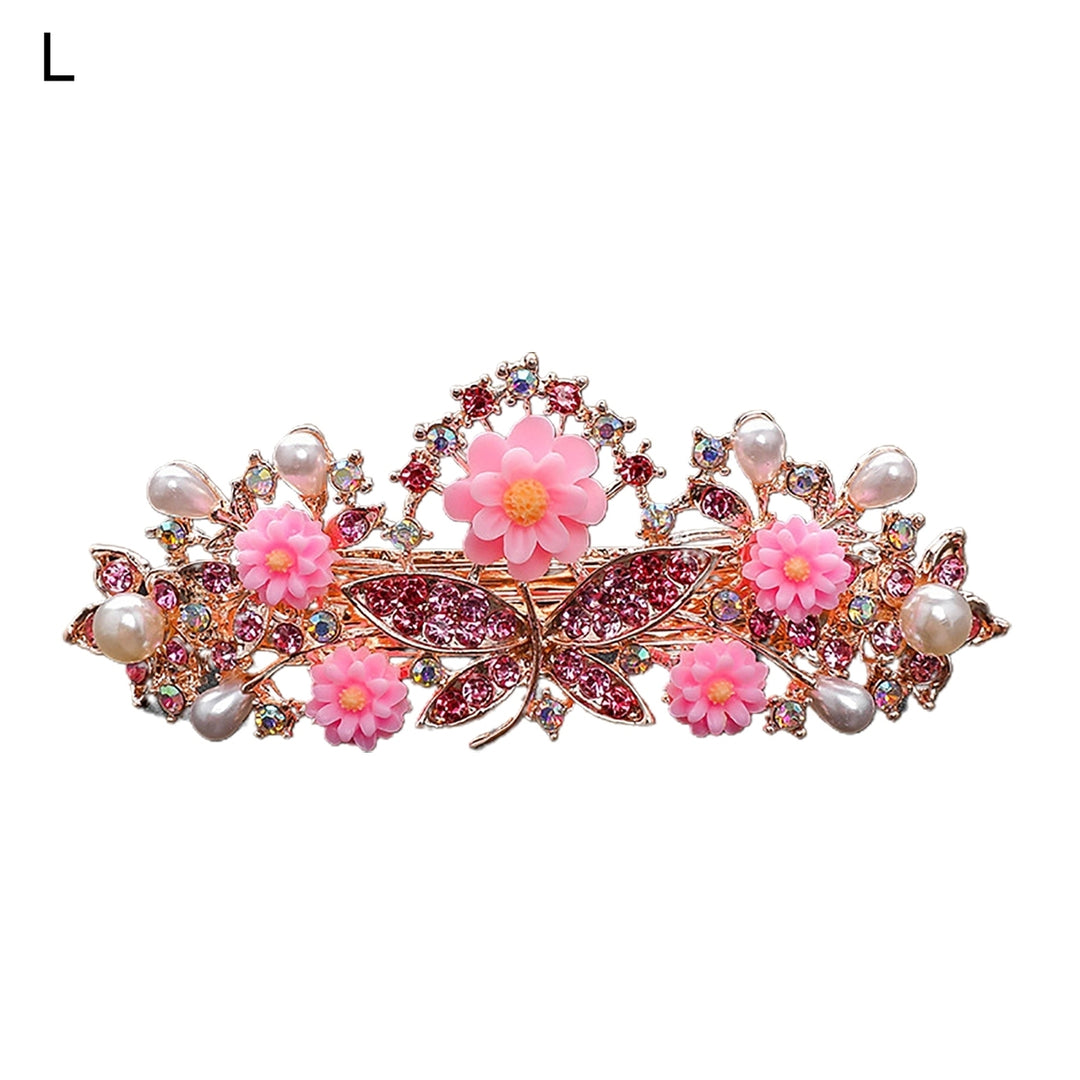 Shiny Rhinestone Faux Pearls Decor Hair Barrette Colorful Flower Shape Girls Hair Clip DIY Styling Accessories Image 9