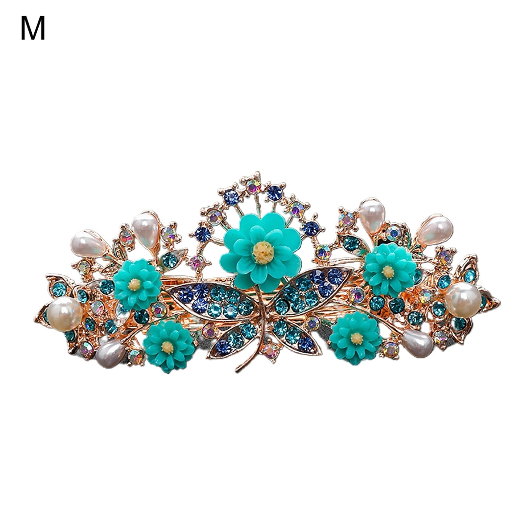 Shiny Rhinestone Faux Pearls Decor Hair Barrette Colorful Flower Shape Girls Hair Clip DIY Styling Accessories Image 10