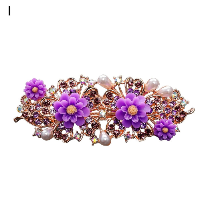 Shiny Rhinestone Faux Pearls Decor Hair Barrette Colorful Flower Shape Girls Hair Clip DIY Styling Accessories Image 11
