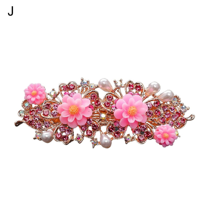 Shiny Rhinestone Faux Pearls Decor Hair Barrette Colorful Flower Shape Girls Hair Clip DIY Styling Accessories Image 12