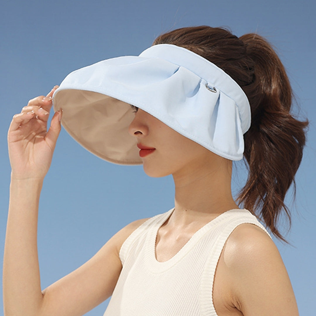 Women Hat Super Soft Wide Brim Cotton Women Anti-UV Hat Sun Visor Cap for Camping Image 12