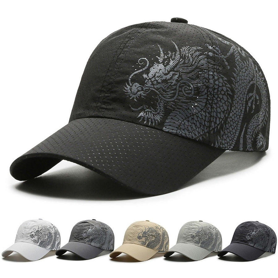 Sunshade Cap Ultralight Quick Drying Chinese Style Dragon Print Baseball Hat for Outdoor Image 1