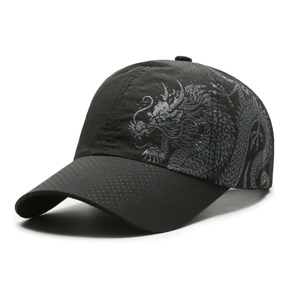 Sunshade Cap Ultralight Quick Drying Chinese Style Dragon Print Baseball Hat for Outdoor Image 2