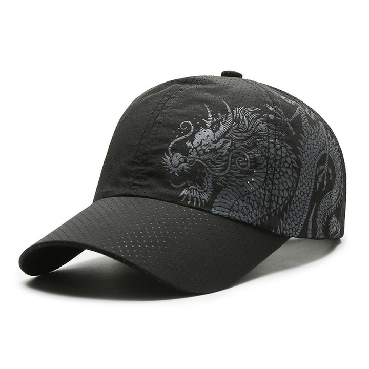 Sunshade Cap Ultralight Quick Drying Chinese Style Dragon Print Baseball Hat for Outdoor Image 1