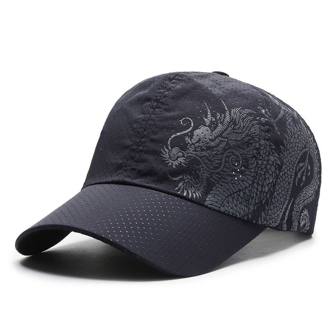 Sunshade Cap Ultralight Quick Drying Chinese Style Dragon Print Baseball Hat for Outdoor Image 1