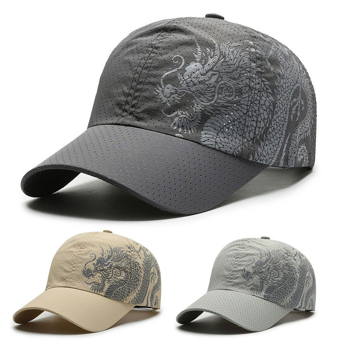 Sunshade Cap Ultralight Quick Drying Chinese Style Dragon Print Baseball Hat for Outdoor Image 8