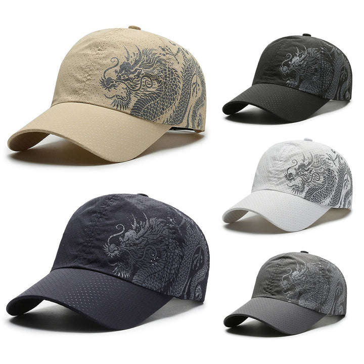 Sunshade Cap Ultralight Quick Drying Chinese Style Dragon Print Baseball Hat for Outdoor Image 9