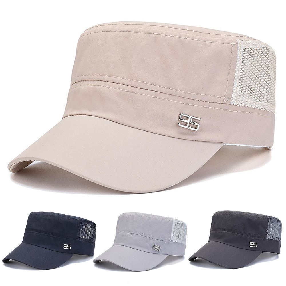 Sport Cap Mesh Hole Block Sun Solid Color Flat Top Peaked Cap for Daily Life Image 2