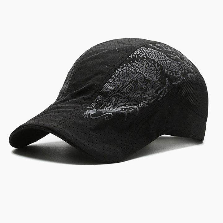 Breathable Sun Hat Mesh Hole Chinese Style Dragon Print Peaked Cap for Outdoor Image 10