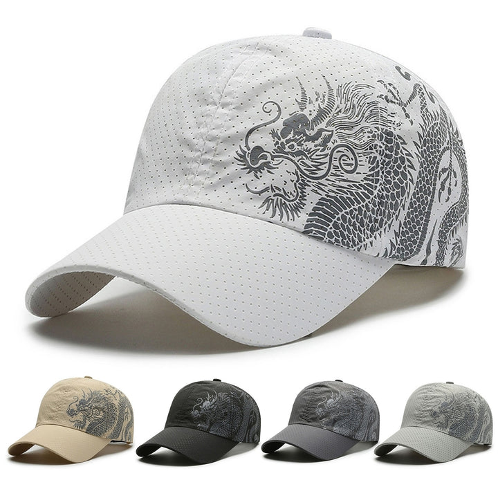 Sunshade Cap Ultralight Quick Drying Chinese Style Dragon Print Baseball Hat for Outdoor Image 12