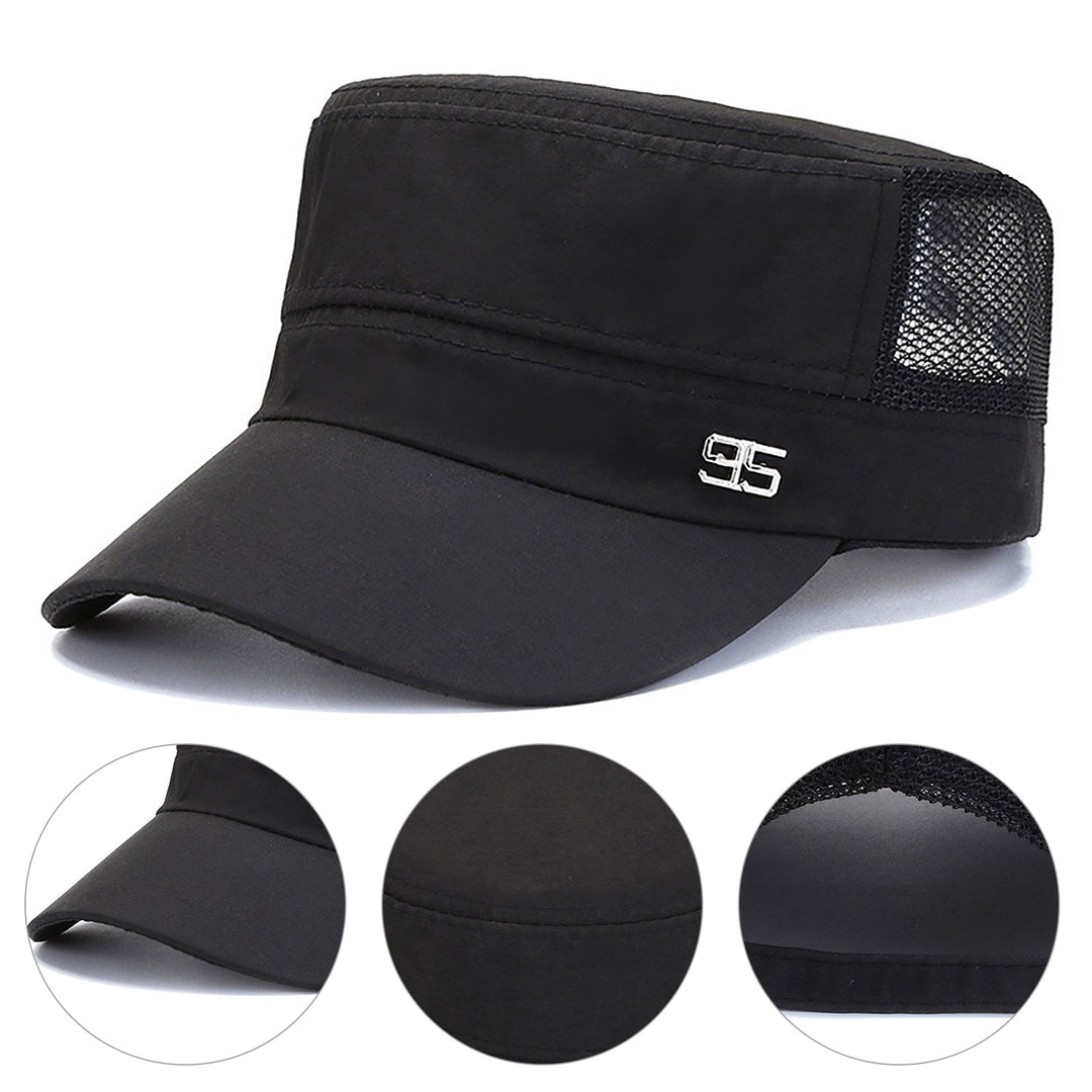 Sport Cap Mesh Hole Block Sun Solid Color Flat Top Peaked Cap for Daily Life Image 4