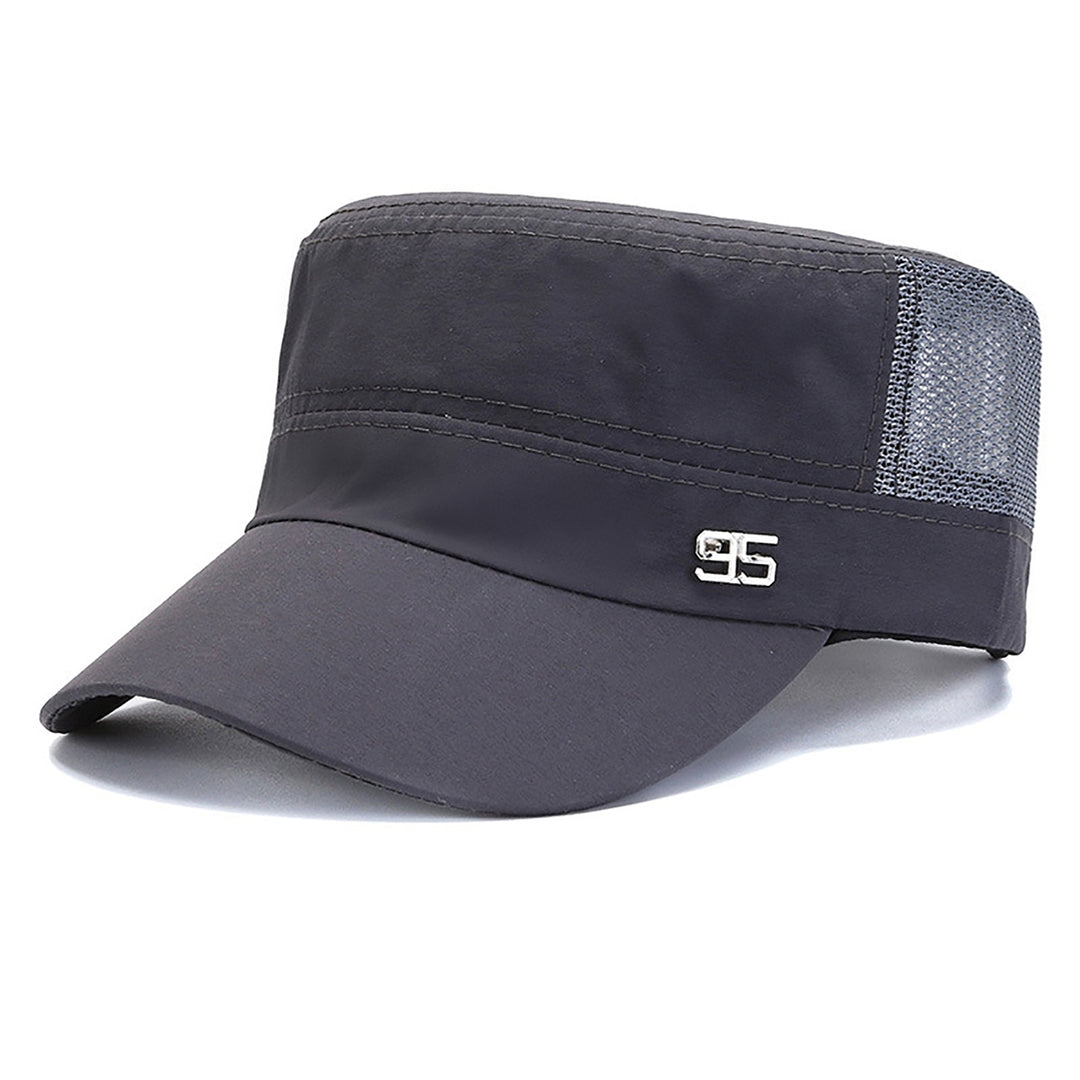 Sport Cap Mesh Hole Block Sun Solid Color Flat Top Peaked Cap for Daily Life Image 4