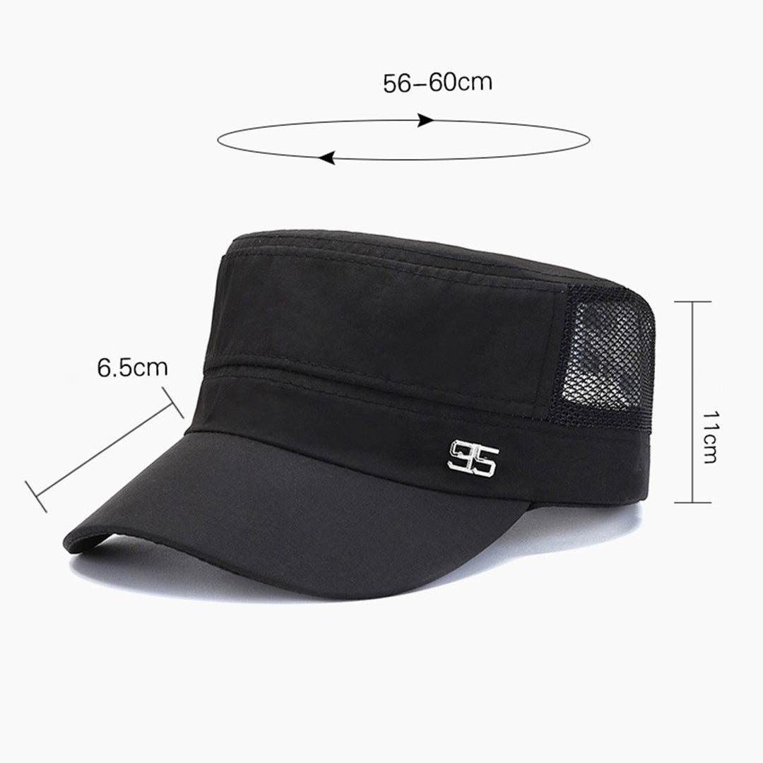 Sport Cap Mesh Hole Block Sun Solid Color Flat Top Peaked Cap for Daily Life Image 6