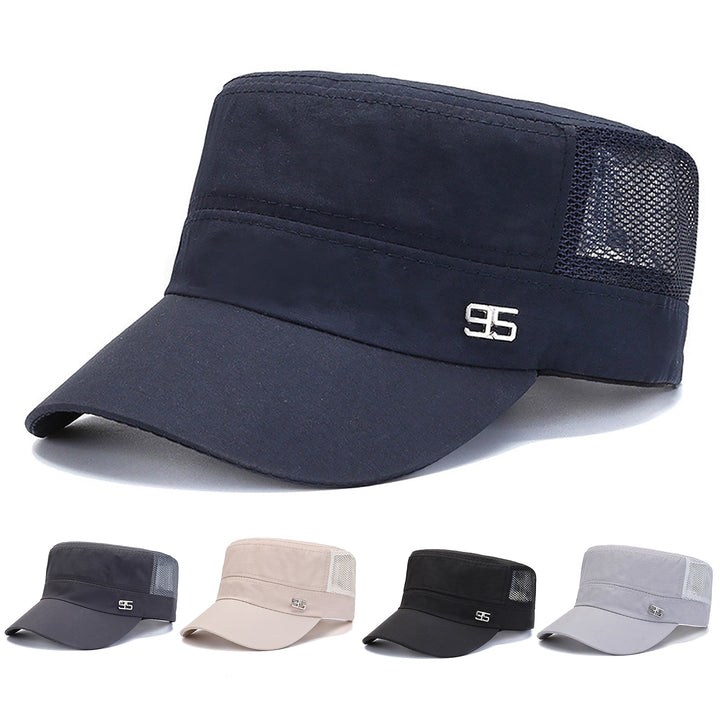 Sport Cap Mesh Hole Block Sun Solid Color Flat Top Peaked Cap for Daily Life Image 8