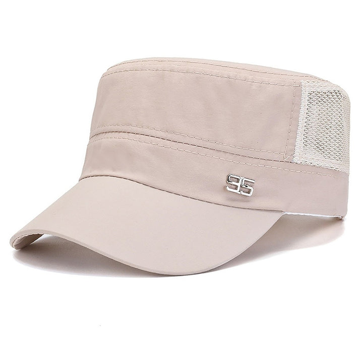 Sport Cap Mesh Hole Block Sun Solid Color Flat Top Peaked Cap for Daily Life Image 1