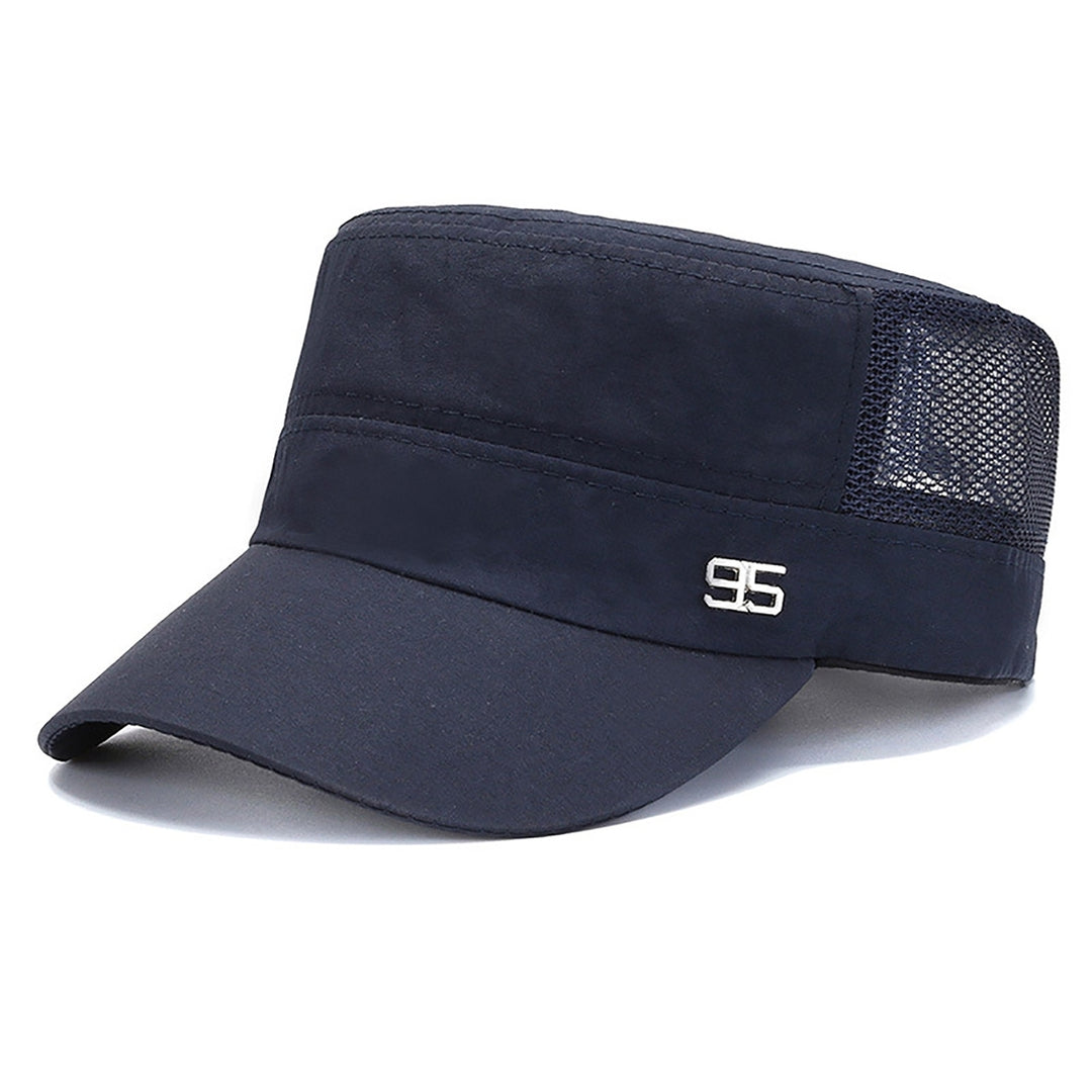Sport Cap Mesh Hole Block Sun Solid Color Flat Top Peaked Cap for Daily Life Image 11